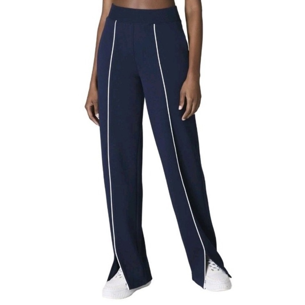 SPANX Navy Wide-Leg Pants with White Trim